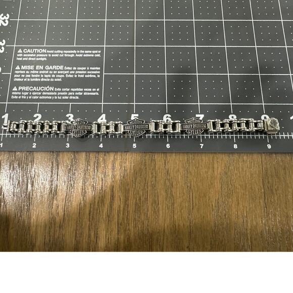 Mens Vintage Harley Davidson Bike Chain Sterling Silver Bracelet - Picture 3 of 7